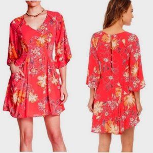 Free people Red floral flowy dress